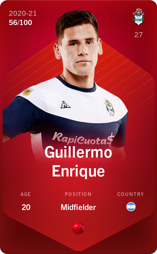Sorare - Sorare Official - Guillermo Enrique 2020-21 • Rare 56/100 - NFT # 37612643124314119609765554217811834201964712698197470620960221448931342979395