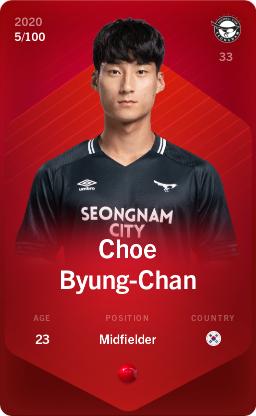 Sorare - Sorare Official - Choe Byung-Chan 2020-21 • Rare 5/100 - NFT # 62600958804537332217725846410841771676754523381335307265115823516418286064938