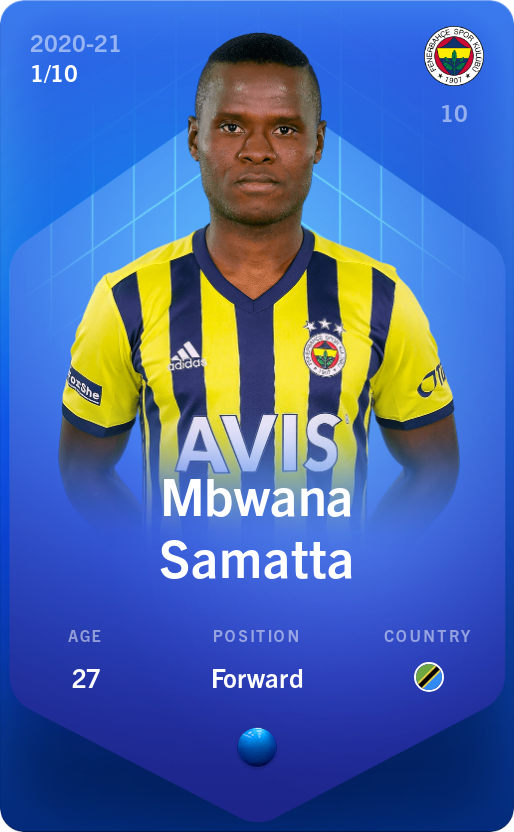 Sorare - Sorare Official - Mbwana Samatta 2020-21 • Super Rare 1/10 - NFT # 22507067623028109974000146406844619436491446970724004810230478538403937650630