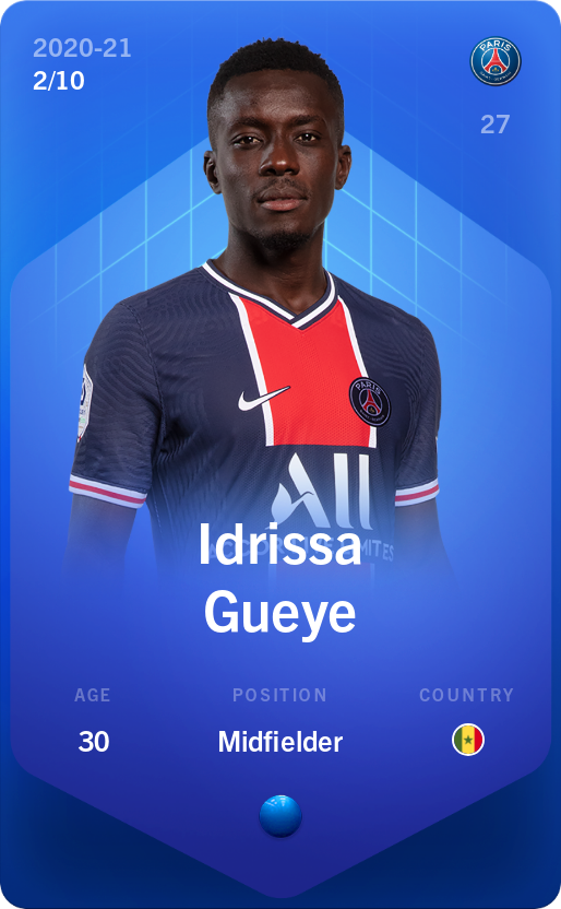 Sorare - Sorare Official - Idrissa Gueye 2020-21 • Super Rare 2/10 - NFT # 94937287658629397076210734639614557667762900346929243977460605837030621263858
