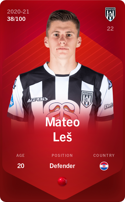 Sorare - Sorare Official - Mateo Leš 2020-21 • Rare 38/100 - NFT # 106986200142391946774227476855783194927742363257716682193083982769584721194029