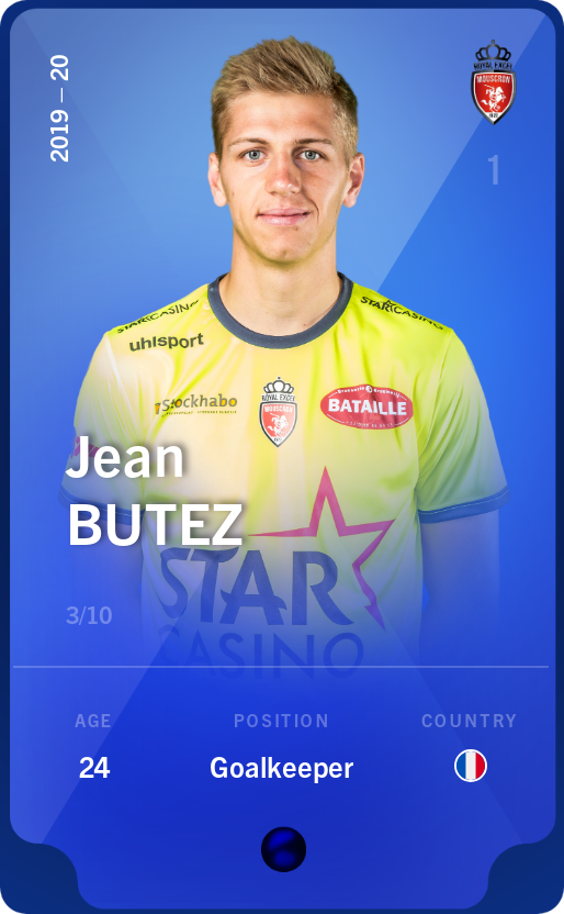 Sorare - Sorare Official - Jean Butez 2019-20 • Super Rare 3/10 - NFT # 83507454686736162200115382924662341323977404165576197868786195331491071249543