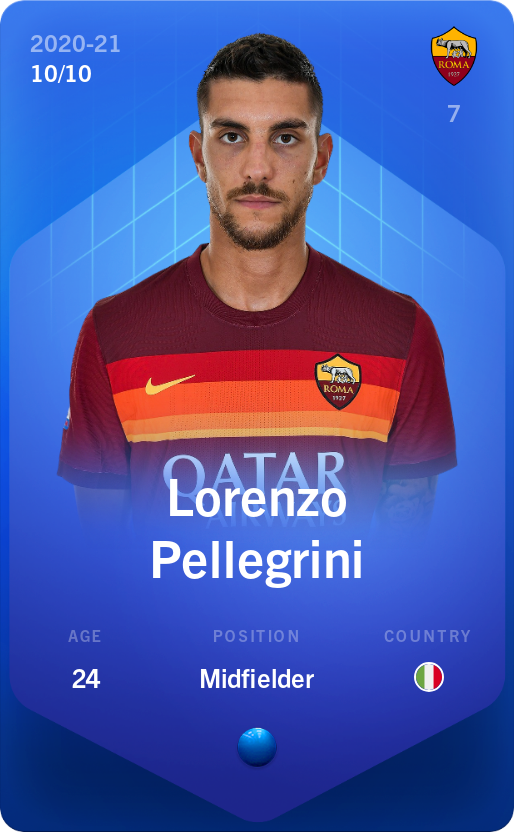 Sorare - Sorare Official - Lorenzo Pellegrini 2020-21 • Super Rare 10/10 - NFT # 37907446749114579490955997515748447188555268477548921496649164805563371245092