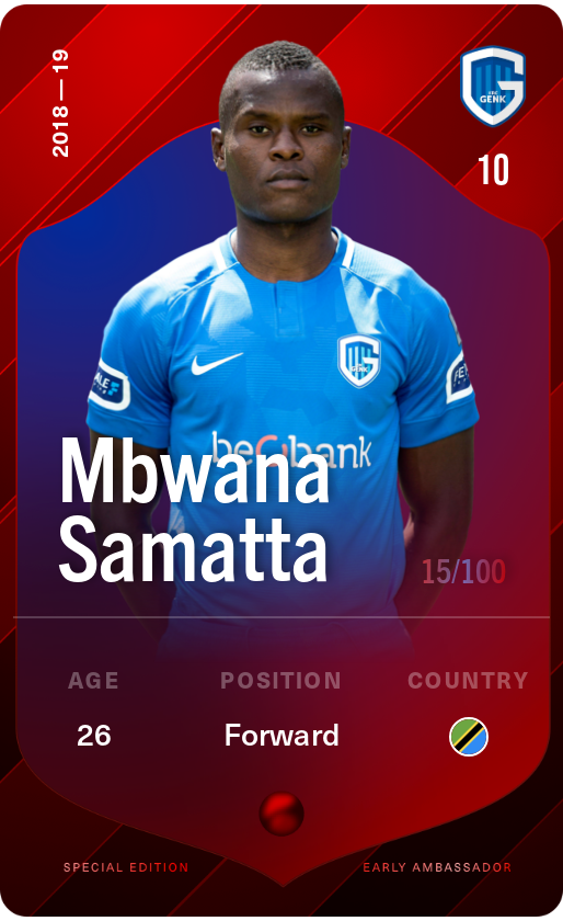 Sorare - Sorare Official - Mbwana Samatta 2018-19 • Rare 15/100 - NFT # 4083124886791281176041391207251786641578588527243680047300765805852132416219