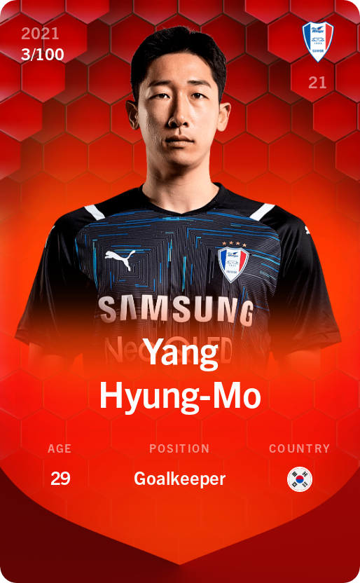 Sorare - Sorare Official - Yang Hyung-Mo 2021-22 • Rare 3/100 - NFT # 66800344834215931775604543958425903638812292161763958272929015181777156794905