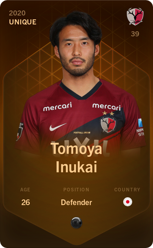 Sorare - Sorare Official - Tomoya Inukai 2020-21 • Unique - NFT # 37235397805167913029969617965241361098723300218205201416087680134492665906172