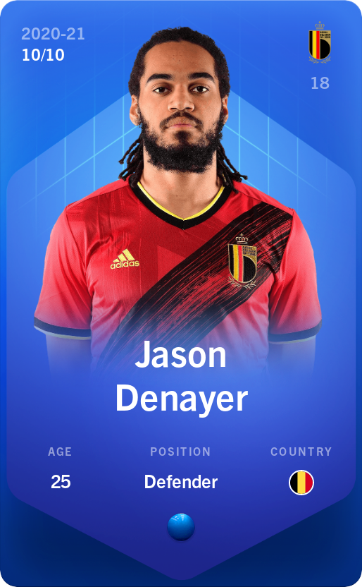 Sorare - Sorare Official - Jason Denayer 2020-21 • Super Rare 10/10 - NFT # 19348278413754478407693939277324225185004144627904077494179913515481599830151