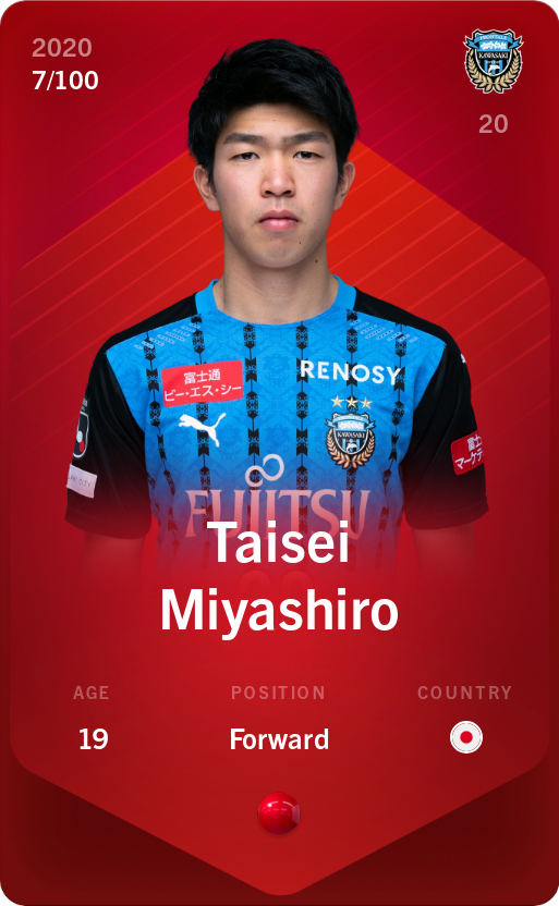 Sorare - Sorare Official - Taisei Miyashiro 2020-21 • Rare 7/100 - NFT # 56386115088971988476493785876760063430129292187587898770615964321055016841374