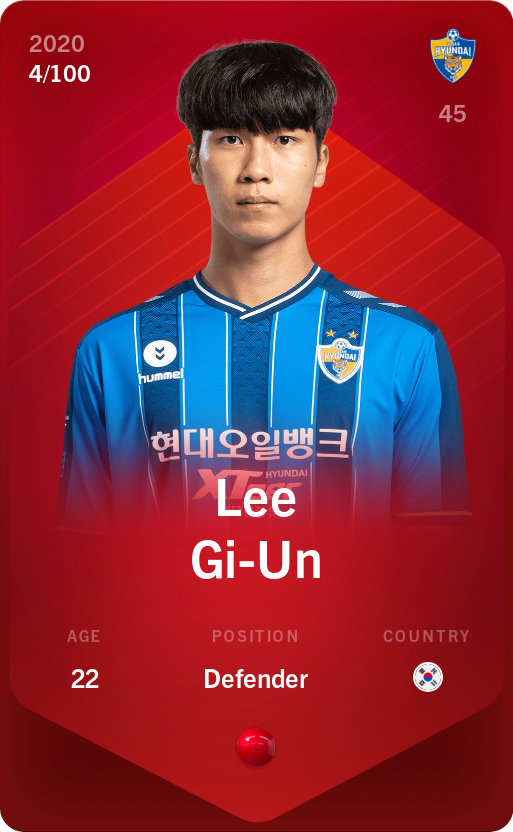 Sorare - Sorare Official - Lee Gi-Un 2020-21 • Rare 4/100 - NFT # 65246838086093196705415001723847573567647198142004724800314343256942454747173