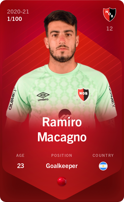 Sorare - Sorare Official - Ramiro Macagno 2020-21 • Rare 1/100 - NFT # 105096617386620389757710444418049436449168097977049259558717026050556901796911