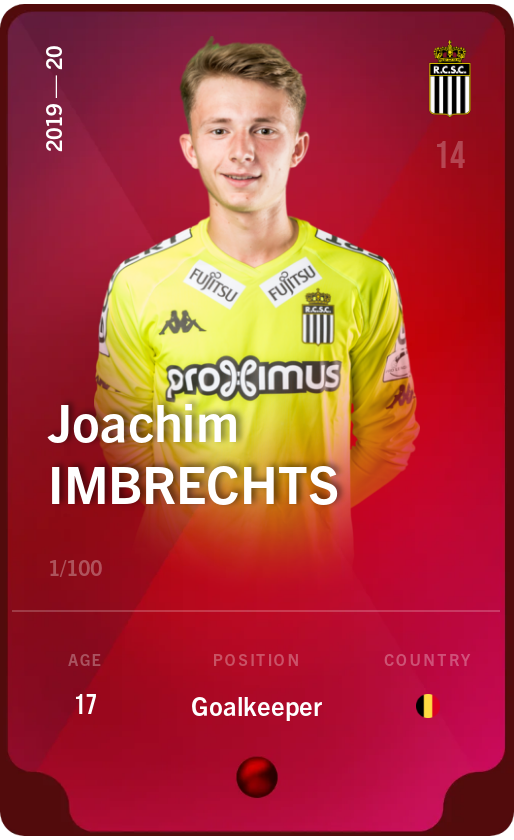 Sorare - Sorare Official - Joachim Imbrechts 2019-20 • Rare 1/100 - NFT # 66732243487344817800526255167975856587390761370010274562599465882745157793069