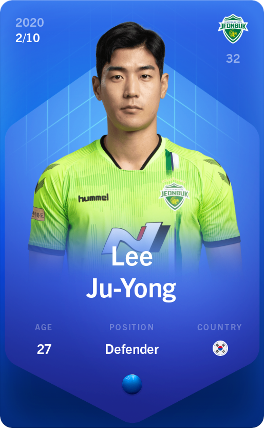 Sorare - Sorare Official - Lee Ju-Yong 2020-21 • Super Rare 2/10 - NFT # 54697658113661442035440152922056709789591178216580190983233234357871778649774
