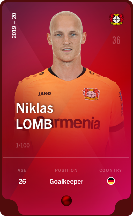 Sorare - Sorare Official - Niklas Lomb 2019-20 • Rare 1/100 - NFT # 10117374407071155854636852480972048574071397258501534853059975079714721475135