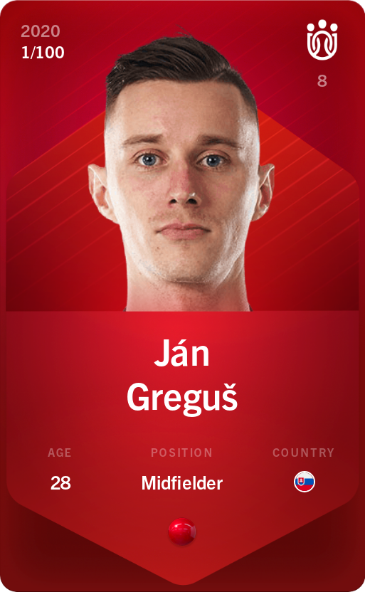 Sorare - Sorare Official - Ján Greguš 2020-21 • Rare 1/100 - NFT # 75753427970621953374458534929310163180523159285637734999437983162957241860159