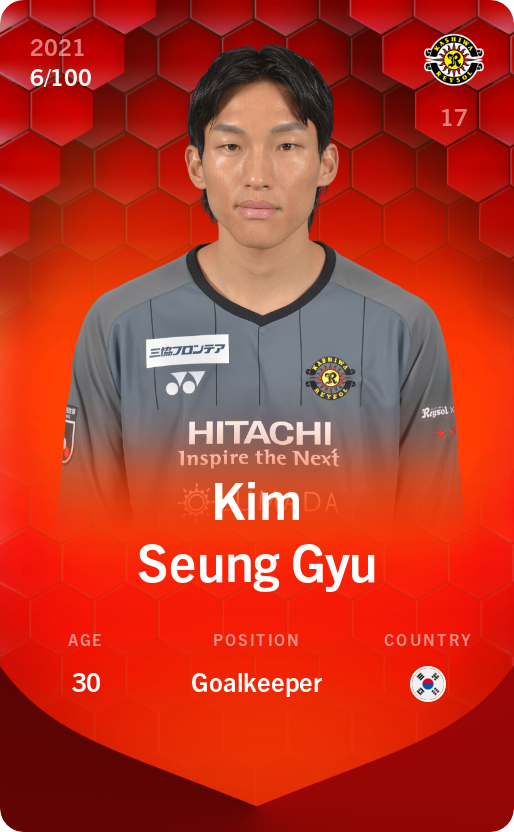 Sorare - Sorare Official - Kim Seung Gyu 2021-22 • Rare 6/100 - NFT # 56176299336449264148897599890467677895815907573091738130640542314587364790874