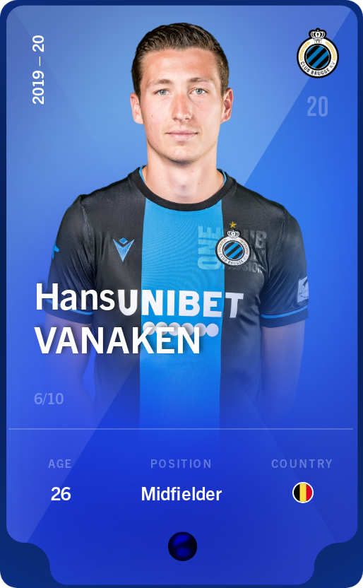 Sorare - Sorare Official - Hans Vanaken 2019-20 • Super Rare 6/10 - NFT # 79377701630535439668314519225584983656139002477163171208849413801047788998893
