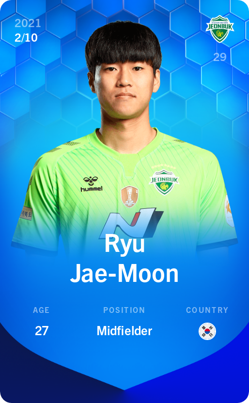 Sorare - Sorare Official - Ryu Jae-Moon 2021-22 • Super Rare 2/10 - NFT # 112276250303420255767322938012030956443119937684518698964823670316227570746927