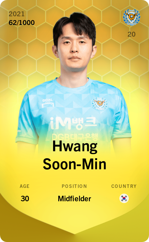 Sorare - Sorare Official - Hwang Soon-Min 2021-22 • Limited 62/1000 - NFT # 79703373979209431730379063320507029160260030956826837552669264706092686940728