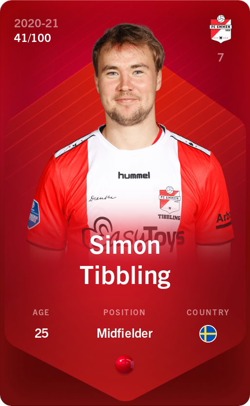 Sorare - Sorare Official - Simon Tibbling 2020-21 • Rare 41/100 - NFT # 28866644688069005075326970331833396738886537008223501598736563350066109945740
