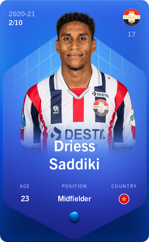 Sorare - Sorare Official - Driess Saddiki 2020-21 • Super Rare 2/10 - NFT # 69511703655028460441031191271311511975208523436256080339371474233575801188801