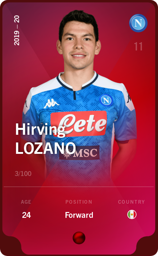 Sorare - Sorare Official - Hirving Lozano 2019-20 • Rare 3/100 - NFT # 113696614057376480387079228364593554796229033161507910073450503658982769475335