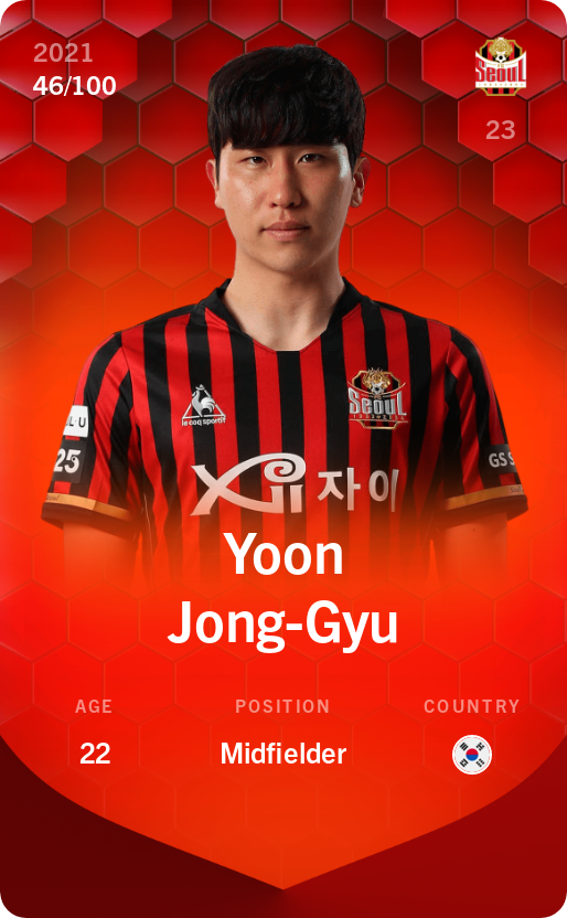 Sorare - Sorare Official - Yoon Jong-Gyu 2021-22 • Rare 46/100 - NFT # 21231487405579920673015312127946133611312610419597318741009433732786603899610