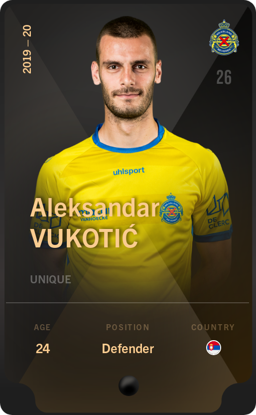 Sorare - Sorare Official - Aleksandar Vukotić 2019-20 • Unique - NFT # 63557011491292085240901217209956059982873733917933897078829753393144590758870