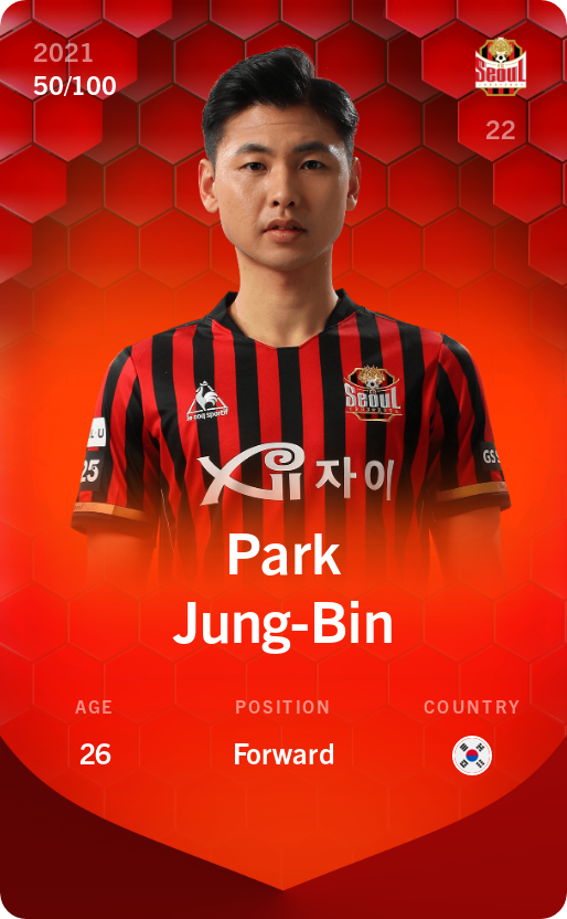 Sorare - Sorare Official - Park Jung-Bin 2021-22 • Rare 50/100 - NFT # 87900327893882361640682924724515601234392057184867661404775148570511946907247