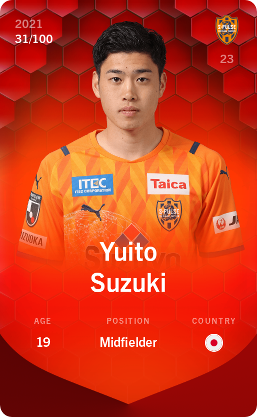 Sorare - Sorare Official - Yuito Suzuki 2021-22 • Rare 31/100 - NFT # 29085771668384261237387023134742577404203424838861327859308803129298486492716