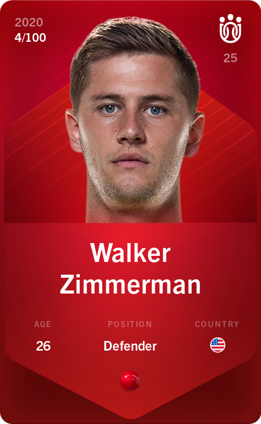 Sorare - Sorare Official - Walker Zimmerman 2020-21 • Rare 4/100 - NFT # 78841353126892900727626811212783438325000234410117060597735340184142479202907