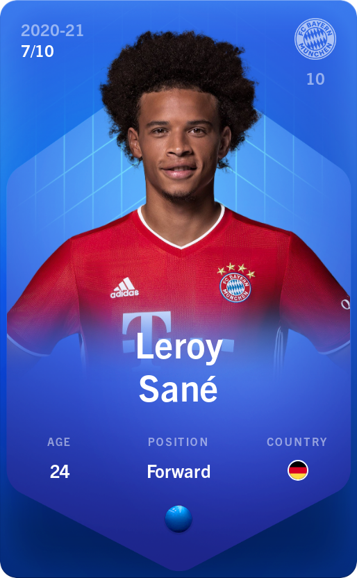 Sorare - Sorare Official - Leroy Sané 2020-21 • Super Rare 7/10 - NFT # 100041099048456518548457972128977353401644552361816671796368456350139088343048