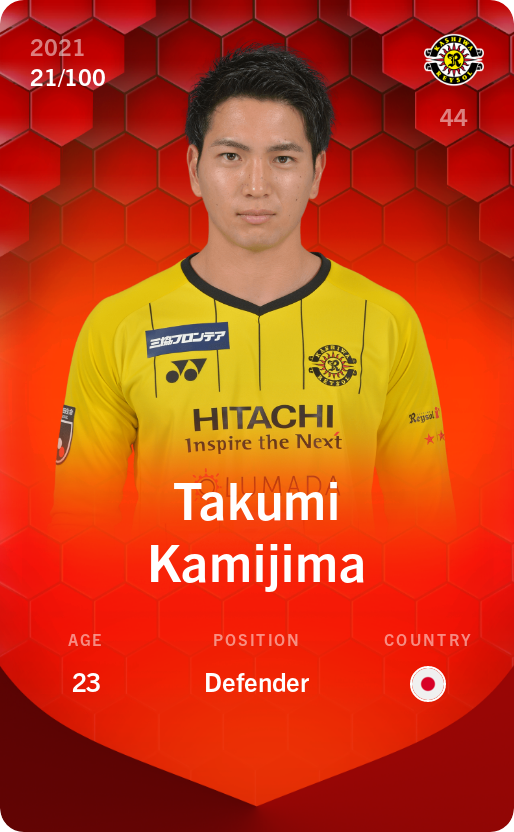 Sorare - Sorare Official - Takumi Kamijima 2021-22 • Rare 21/100 - NFT # 48083687486754354694859863102350447789147048041114779558922637712228840246103