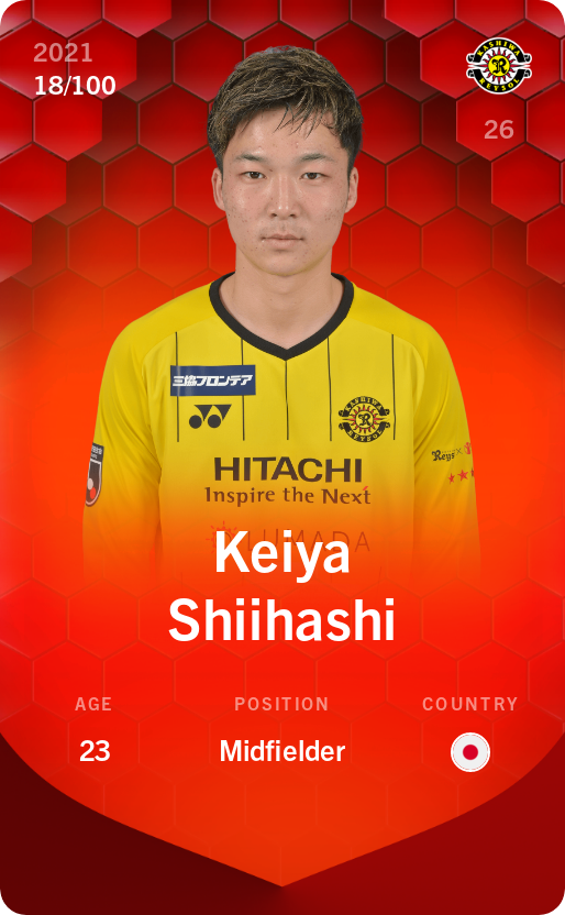 Sorare - Sorare Official - Keiya Shiihashi 2021-22 • Rare 18/100 - NFT # 87313823188326890828545186449207242017539792395041844693663008031693687713939