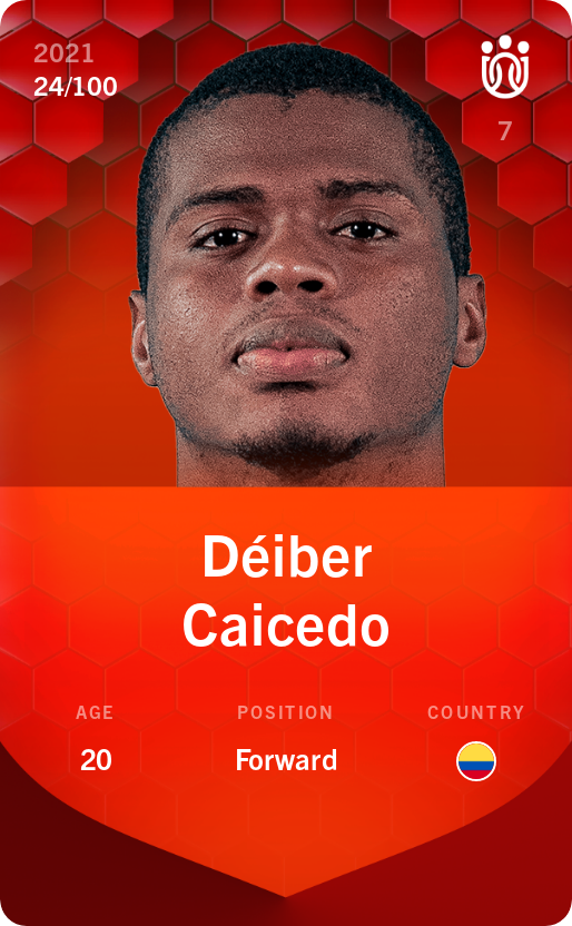 Sorare - Sorare Official - Déiber Caicedo 2021-22 • Rare 24/100 - NFT # 97320591009179748519524525394279298759756525794080000581237542953093228351400