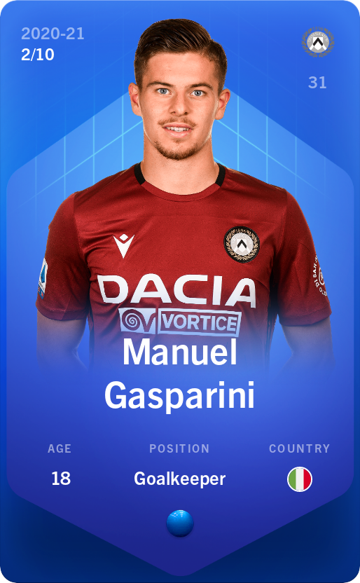 Sorare - Sorare Official - Manuel Gasparini 2020-21 • Super Rare 2/10 - NFT # 5639114020022443894521177953115720886957066828271518445602764329135790832384