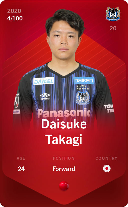 Sorare - Sorare Official - Daisuke Takagi 2020-21 • Rare 4/100 - NFT # 89777145435845449590129922899012801863198076583219013904455307670765379307647