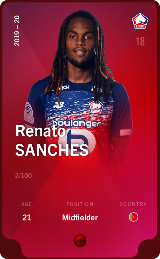 Sorare - Sorare Official - Renato Sanches 2019-20 • Rare 2/100 - NFT # 32753231826645711639786962154488773824546464358092746509492888262676891077190