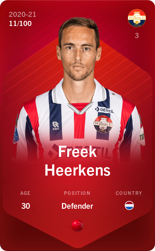 Sorare - Sorare Official - Freek Heerkens 2020-21 • Rare 11/100 - NFT # 72522376651228545240514066042612190874884350873706303062135067957870964920884