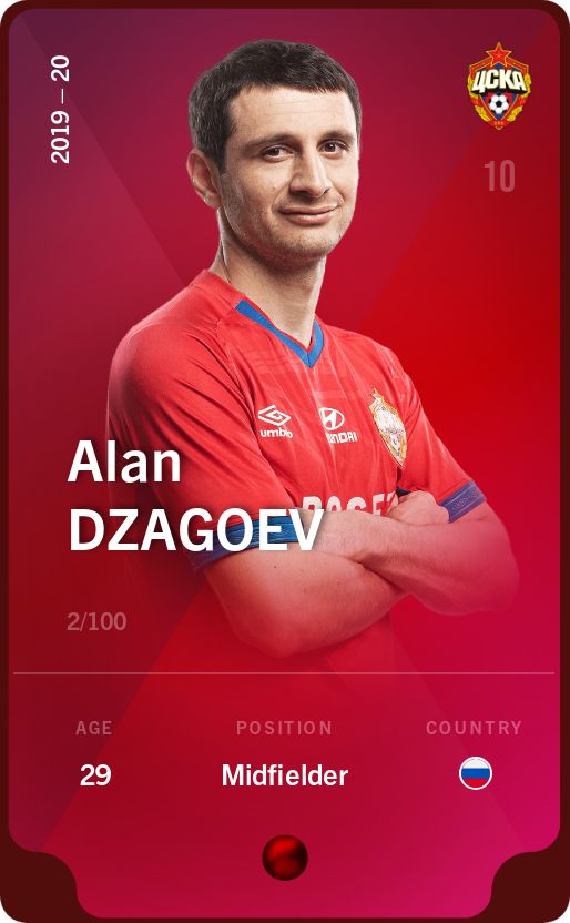 Sorare - Sorare Official - Alan Dzagoev 2019-20 • Rare 2/100 - NFT # 31841353049108029750658885720059449679523375139684180279723238178697491149295