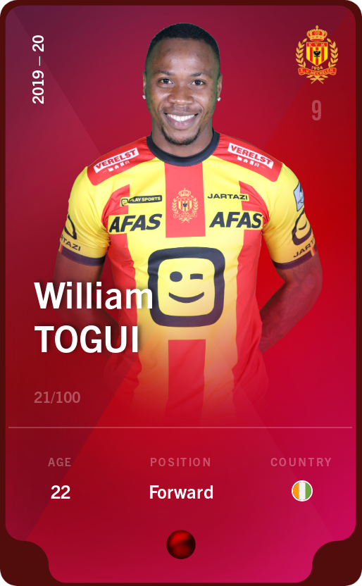 Sorare - Sorare Official - William Togui 2019-20 • Rare 21/100 - NFT # 81275243124958259330639780064031610858134136732200244337447748995236968976476