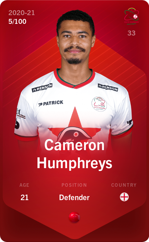 Sorare - Sorare Official - Cameron Humphreys 2020-21 • Rare 5/100 - NFT # 88767566478758514713876266947199239233538980401174043079662825999183057264685
