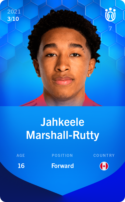 Sorare - Sorare Official - Jahkeele Marshall-Rutty 2021-22 • Super Rare 3/10 - NFT # 6419260414420637125328945738500205005500770243770074191952770766021983018651
