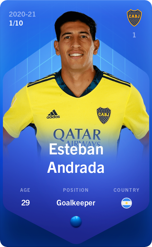 Sorare - Sorare Official - Esteban Andrada 2020-21 • Super Rare 1/10 - NFT # 70023508720761334655239535641815818254174046888668861551437092350909040668766