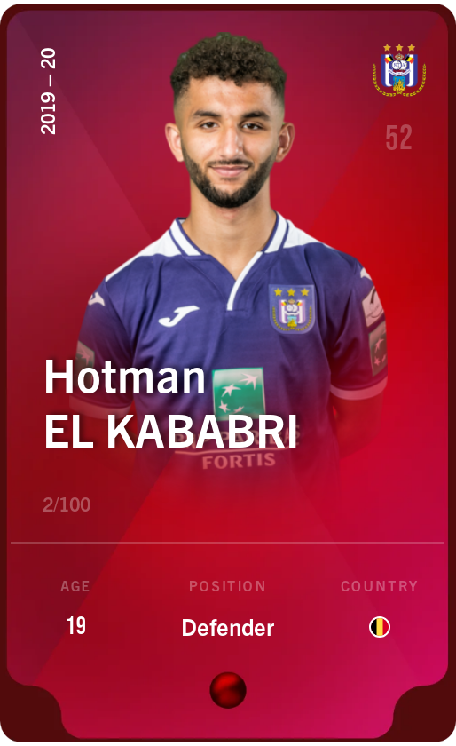 Sorare - Sorare Official - Hotman El Kababri 2019-20 • Rare 2/100 - NFT # 92624833988876920205718687147540613585786190112999811099412636944631374057641