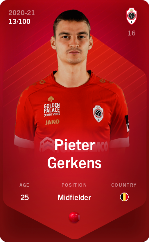 Sorare - Sorare Official - Pieter Gerkens 2020-21 • Rare 13/100 - NFT # 18997447950888241038018736126440585183868449859950182969609424514240721056953