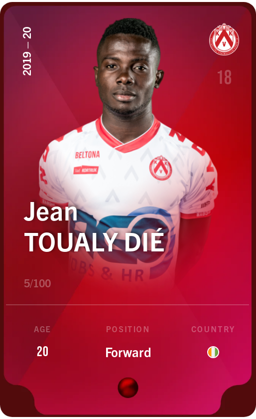 Sorare - Sorare Official - Jean Toualy Dié 2019-20 • Rare 5/100 - NFT # 29540719564723666522236051707207447763814248308888178928789831254630497618438