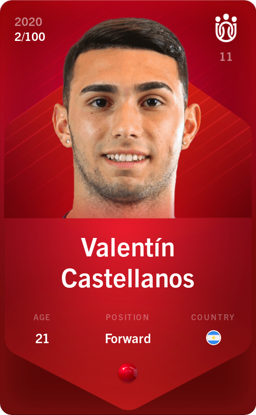 Sorare - Sorare Official - Valentín Castellanos 2020-21 • Rare 2/100 - NFT # 65945302440483938686783747976055552209358263396011427077021228416492753472138