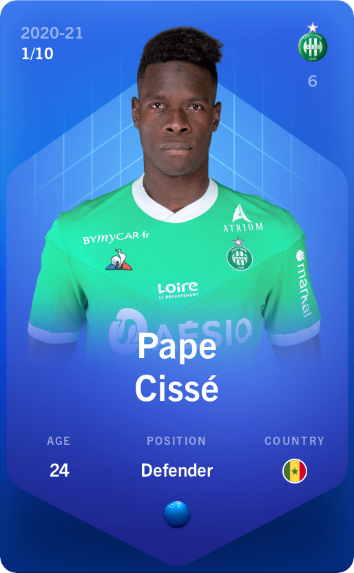 Sorare - Sorare Official - Pape Cissé 2020-21 • Super Rare 1/10 - NFT # 72408633801766526598380792354216478230665790891087951777287374189687043281467