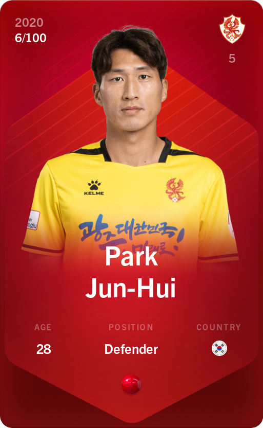 Sorare - Sorare Official - Park Jun-Hui 2020-21 • Rare 6/100 - NFT # 96947033241026169735852882231721872792544088630330364449792957754591160550129