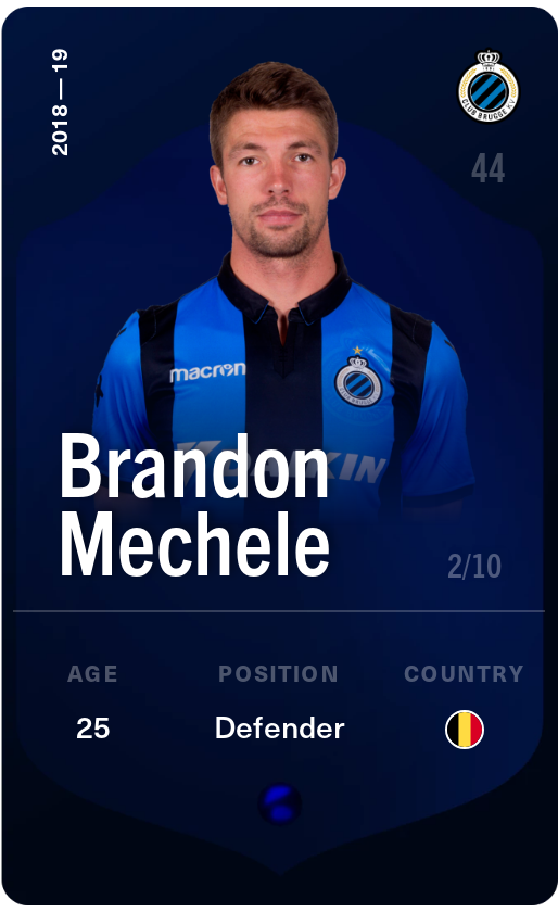 Sorare - Sorare Official - Brandon Mechele 2018-19 • Super Rare 2/10 - NFT # 45525617508103867821213579167550512927131112361205382181896916594796462293935